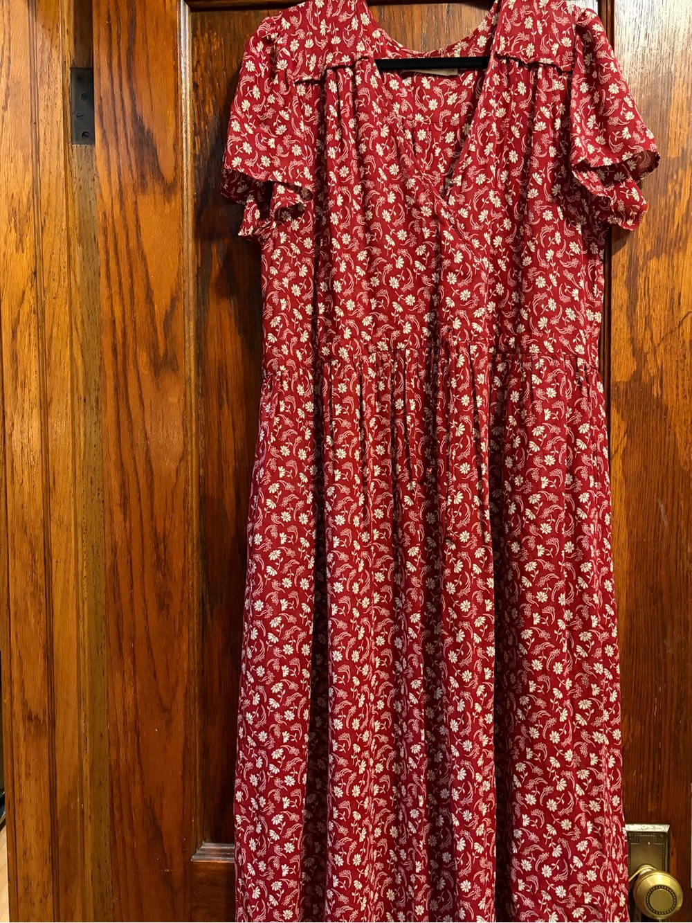 Christy Dawn Red & White floral Dawn Dress, Deadstock